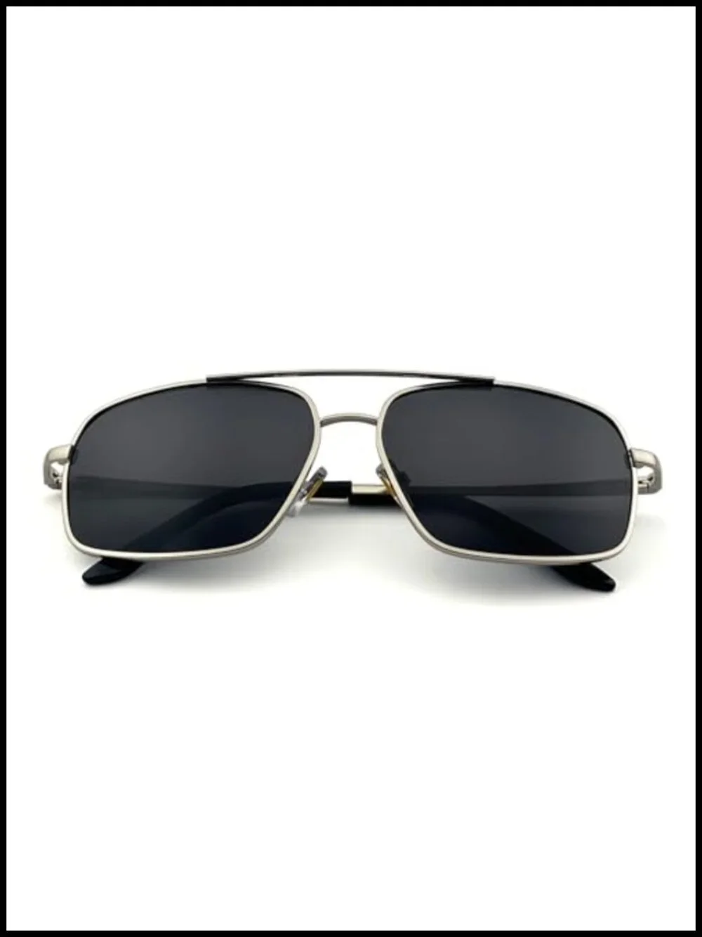 Retro Rectangle Aviator Polarized Sunglasses Metal Spring Hinge UV 400